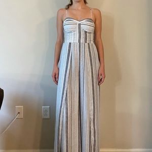 Blue, gray, and white jumpsuit